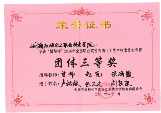 团体三等奖荣誉证书